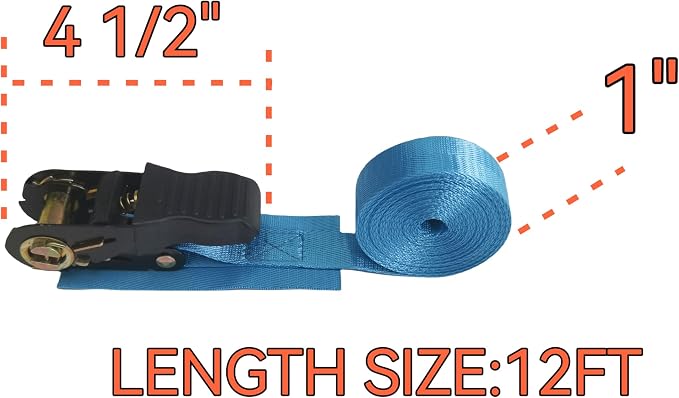 Canoe Ratchet Tie Strap 4 PK -12 FT Used for skis, Canoes, and paddleboards | 1000 LB Breaking Strength