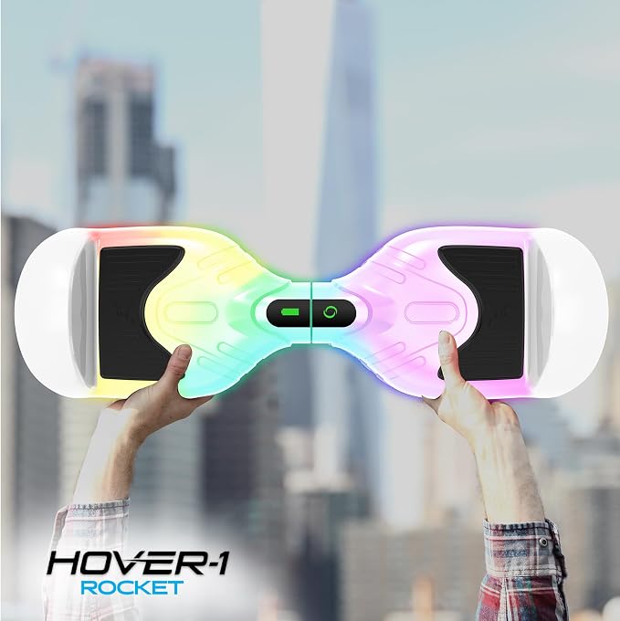 Hover-1 Rocket Electric Self Balancing Scooter with 6.5” LED Light-Up Wheels, Dual 160W Motors, 7 mph Max Speed, and 3 Miles Max Range