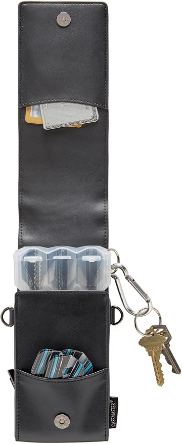Casemaster Voyager Leatherette Wallet with Nomad Case, Holds 3 Steel Tip or Soft Tip Darts Fully Assembled, Portable Storage Accessories