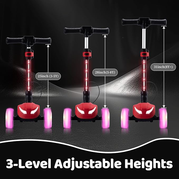 Electric Scooter for Kids w/150W Powerful Motor, Thumb Throttle, LCD Screen, Bluetooth, Light-Up Stem Deck & Wheels, 3 Adjustable Heights, 5MPH Safe Speed, 3 Wheel Electric Scooter for Kids