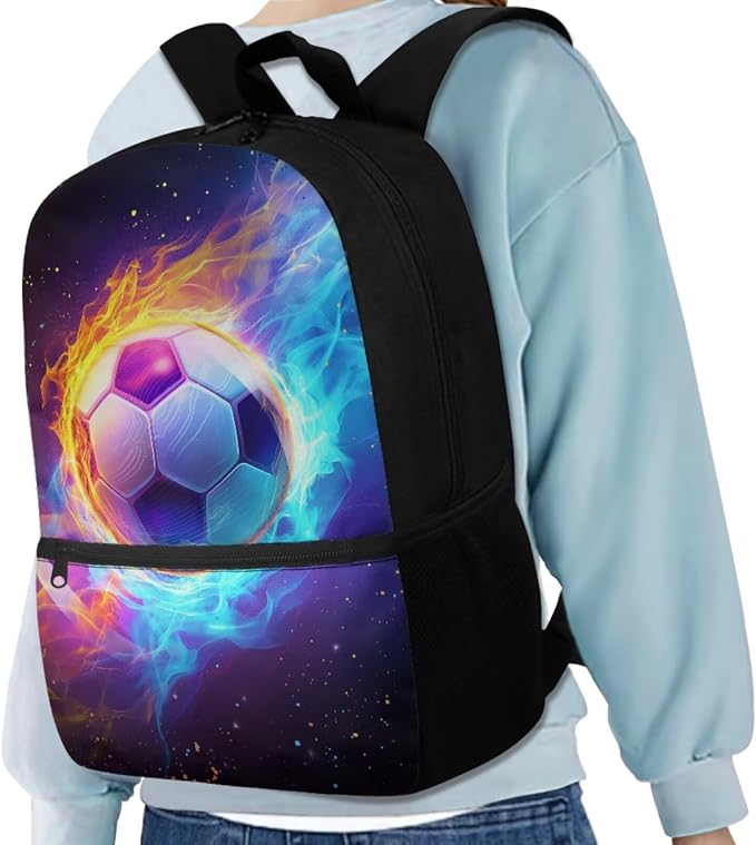 Soccer Backpack for Boys Girls School Bag with Lunch Bag Pencil Case Water Bottle Holder 4 Piece School Daypack Travel Bag Satchel Bagpack