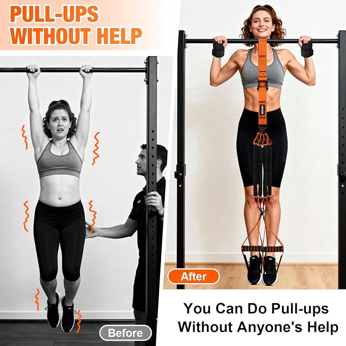 Upgraded Pull Up Assistance Bands for Women, Heavy Duty Resistance Bands with Handles, Exercise Band with Door Anchor, Workout Band Set for Pull Up Bar, Full Body Sculpting,Muscle Training, Home Gym