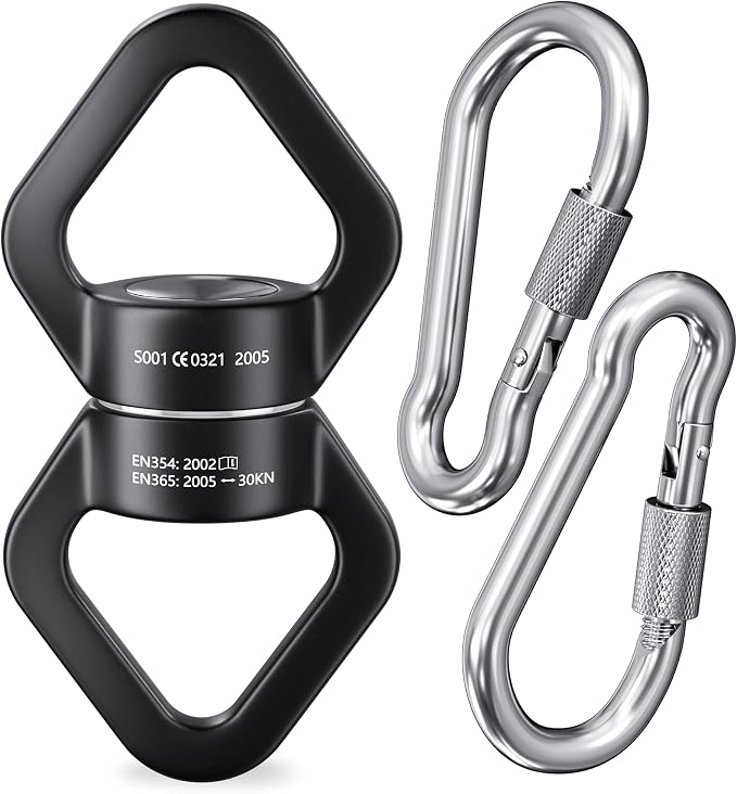 Swing Swivel, YARKOR Safety Rotational Device Hanging Accessory, 30KN 360° Rotational Device for Web Tree Swing, Rock Climbing, Hanging Hammock, Aerial Dance