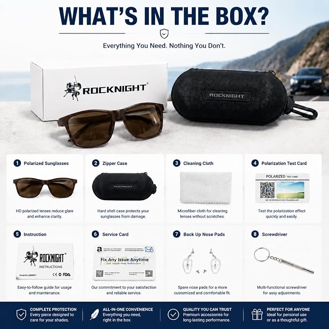 ROCKNIGHT Polarized Driving Sunglasses with Spring Hinges