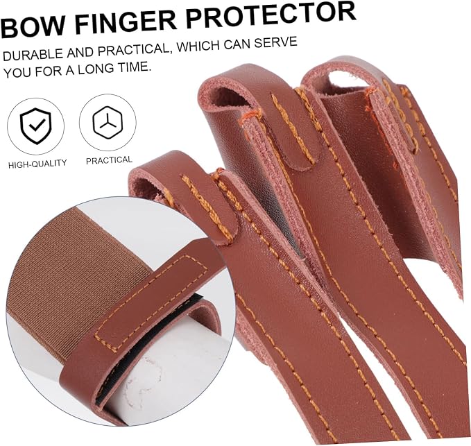 Yardwe 2 Pcs Finger Guard Archery Leather Gloves Cow Leather Archery Finger Leather Archery Gloves Archery