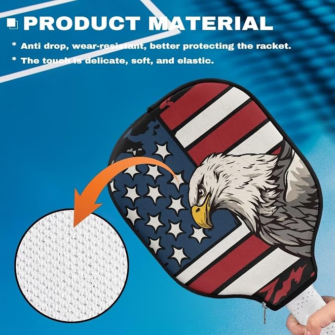 Pickleball Paddle Covers Only for Men and Women Zipper Closure Protection and Decoration
