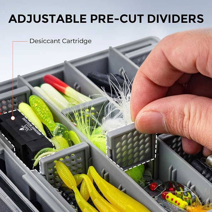 KastKing HyperSeal 3500 Double-Sided Waterproof Fishing Tackle Box,2 Packs | Adjustable Dividers, EVA Foam Jig Storage, Lure & Terminal Tackle Organizer,Tackle Trays, Fishing Gear Storage