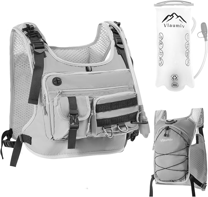 Hydration Backpack with 2L Water Bladder, Lightweight Running Vest for Women Men, 6L Breathable Adjustable Water Backpack with Reflective Strips for Hiking, Cycling, Marathon