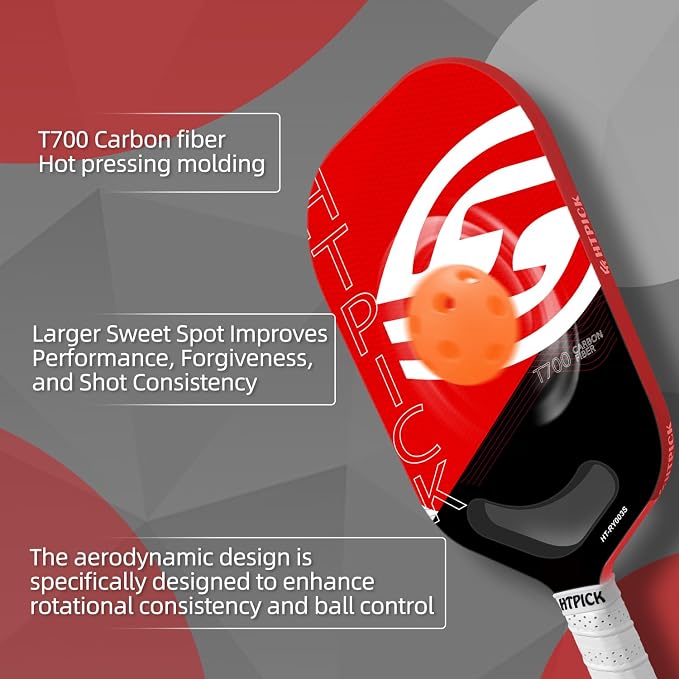 Pickleball Paddles | T700 Carbon Fiber Pickleball Paddle with Aero Throat | Hot-Press Moulding | 16mm Polymer Core | Specifically Engineered for Swing Speed and Manoeuvrability
