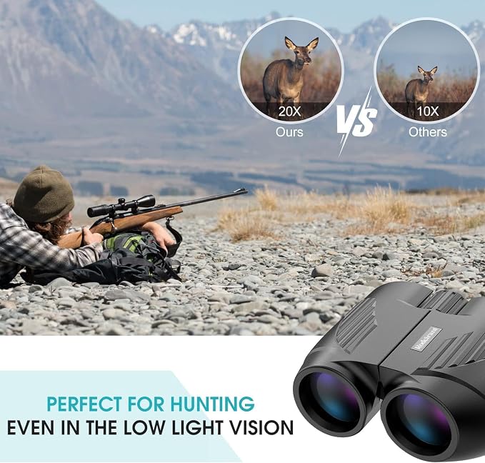 20x25 High Powered Binoculars for Adults,Compact HD Waterproof Durable and Clear BAK4 Prism FMC Lens,Suitable for Bird Watching,Sightseeing and Outdoor Sports,Black