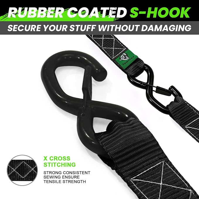 Ratchet Straps Heavy Duty 4 Pack -1.5 Inch x 8 Feet (5,208LB Break Strength)- Motorcycle Tie Down Straps -1.5xThickened Wear-Resistant Ratchet Tie Down Set for Powersports, Motorcycle or Moving Cargo