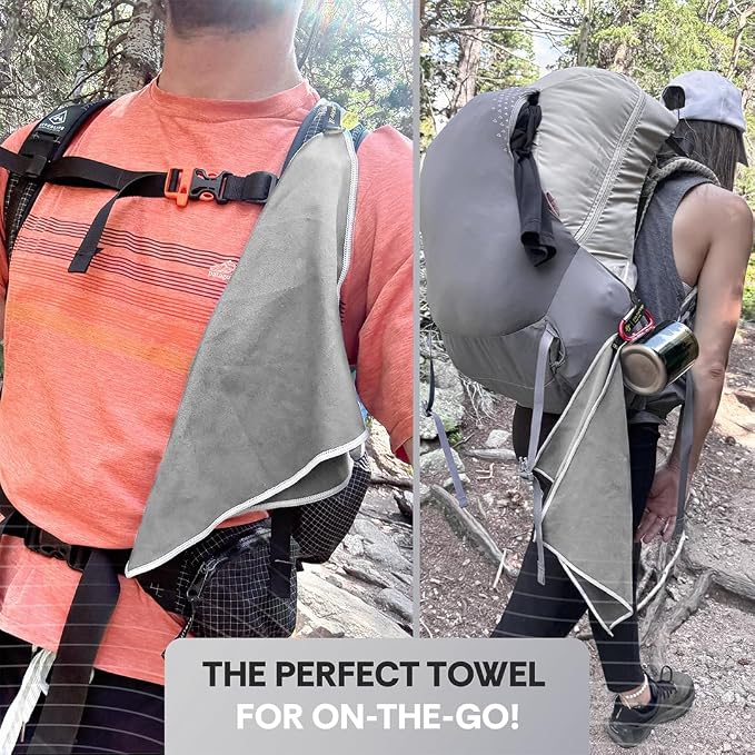 Elite Tail Magic -4 Pack - Lightweight Soft Compact Travel Towel | Quick Drying Backpacking Towel Ultralight with Loop Strap | Sport and Gym Microfiber Face Cloth Yoga | Small 12.5 x 9.9 inches