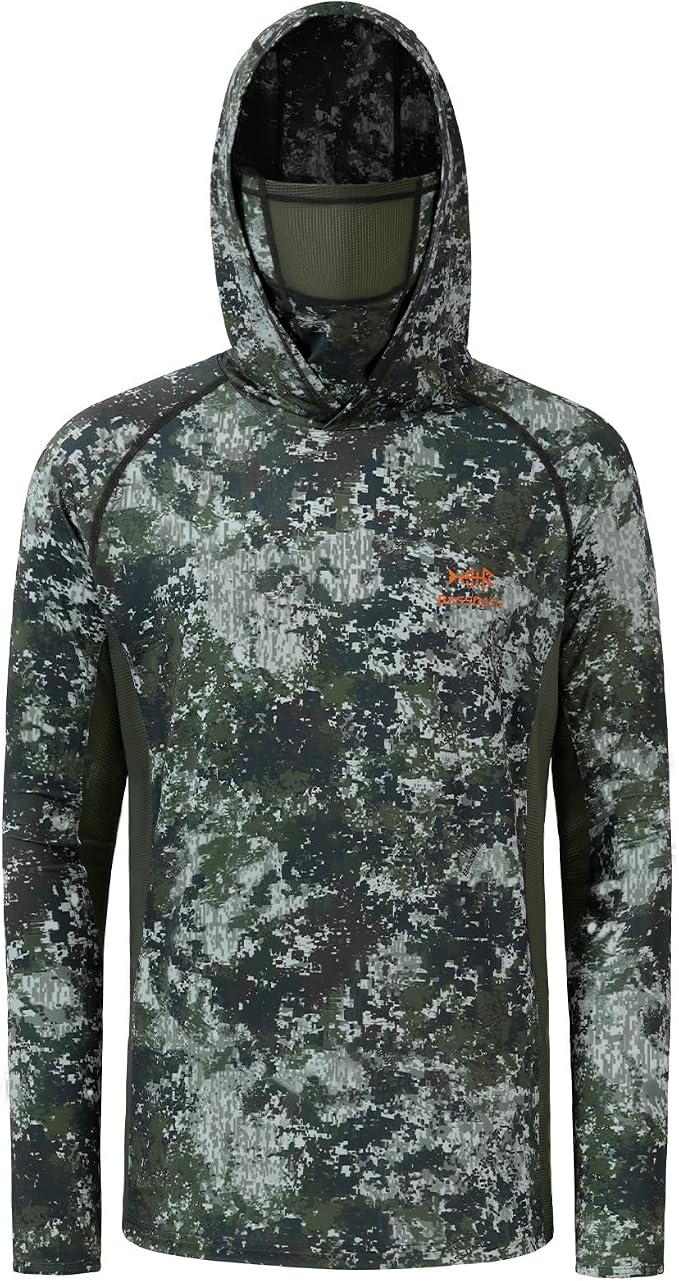 BASSDASH Men's UPF 50+ Camo Long Sleeve Hunting Fishing Hoodie Shirt