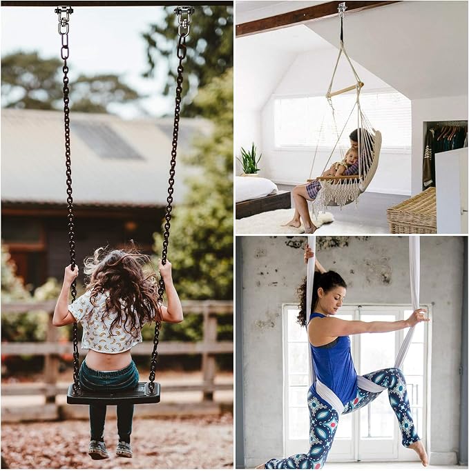 Heavy Duty Swing Hangers for Wooden Sets 2000 LB Capacity Hammock Hanger 360 Swivel Stainless Steel Swing Hardware Accessories 1 Packs for Porch Playground Yoga Heavy Bag