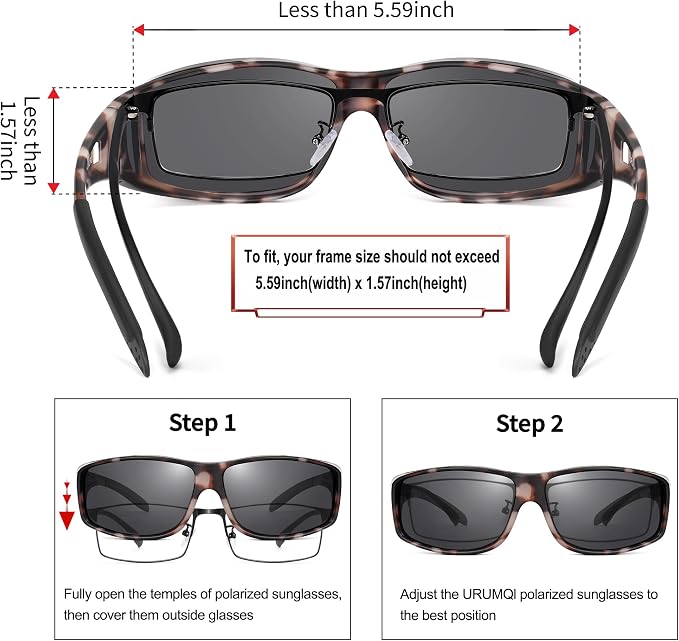 URUMQI Polarized Sunglasses Fit Over Glasses for Men Women, Wraparound Sun Glasses UV400 Protection for Driving Fishing