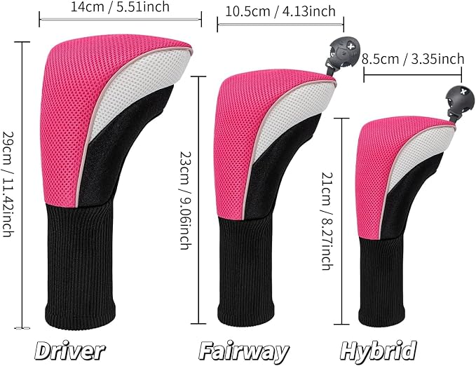 Golf Club Head Covers for Woods 3/4/5/6 Pieces Long Neck Mesh Sports Golf Club Headcovers Set with Interchangeable No. Tags 3 4 5 6 7 X Golf Accessories for Men Women