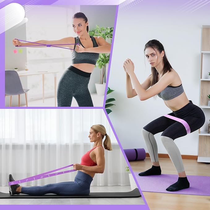 Halloscume 24 Pcs Pilates Kit, Home Pilate Equipment for Women, Pilates Ring and Ball Set with Stretching Strap, Water Bottle, Magic Circle, Yoga Ring, Gym Bag, Resistance Band, Anti Slip Sock