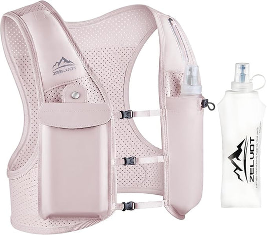 Zelvot Running Vest for Women Men, Adjustable Running Phone Holder Vest, USA Original Patent, Running Hydration Vest with 500ml Soft Flask, Reflective Running Backpack for Hiking Cycling