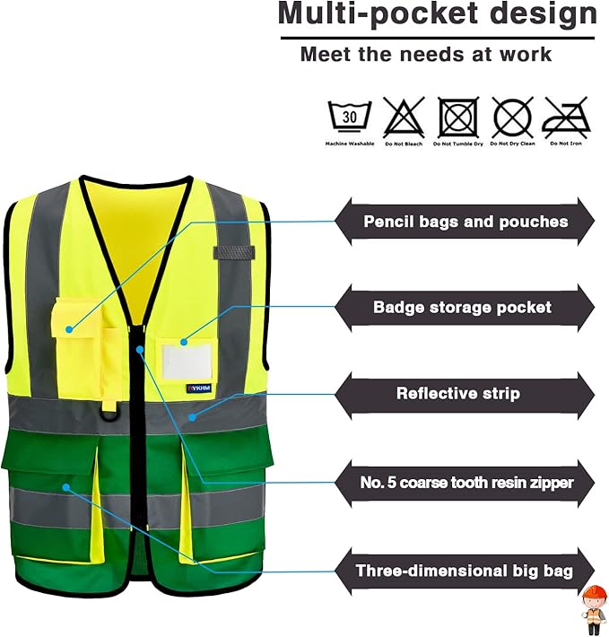 A-SAFETY yellow green work vest