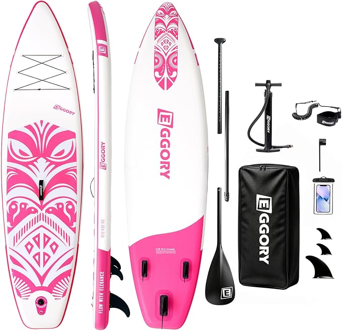 Inflatable Paddle Board,Stand Up Paddle Board Set, Extra Wide SUP Board with Removable Fin, Floating Paddle, Hand Pump, Waterproof Phone Pouch,Traveling Board