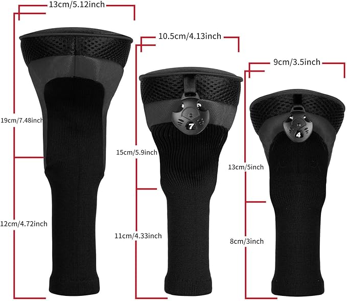 Golf Club Head Cover for Driver Fairway Hybrid 3 Pcs Woods Headcovers, Golf Accessories Head Covers Set with Interchangeable No. Tags 3 4 5 7 X Golf Accessories for Men Women