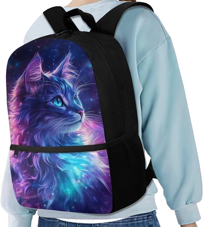 Kids School Bag for Girls Cat Backpack and Lunch Box Pencil Case Water Bottle Holder 4 PCS School Accessories Back to School Supplies