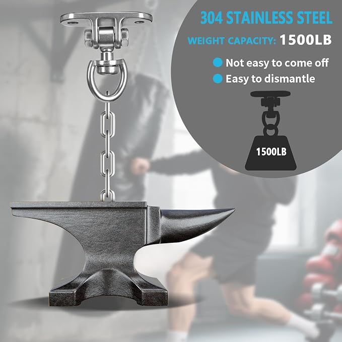 Heavy Duty Swing Hanger 1000 LB Capacity Stainless Steel Swing Swivel Bearing 360° Rotary for Playground Porch Yoga Seat Wooden Sets Indoor Outdoor