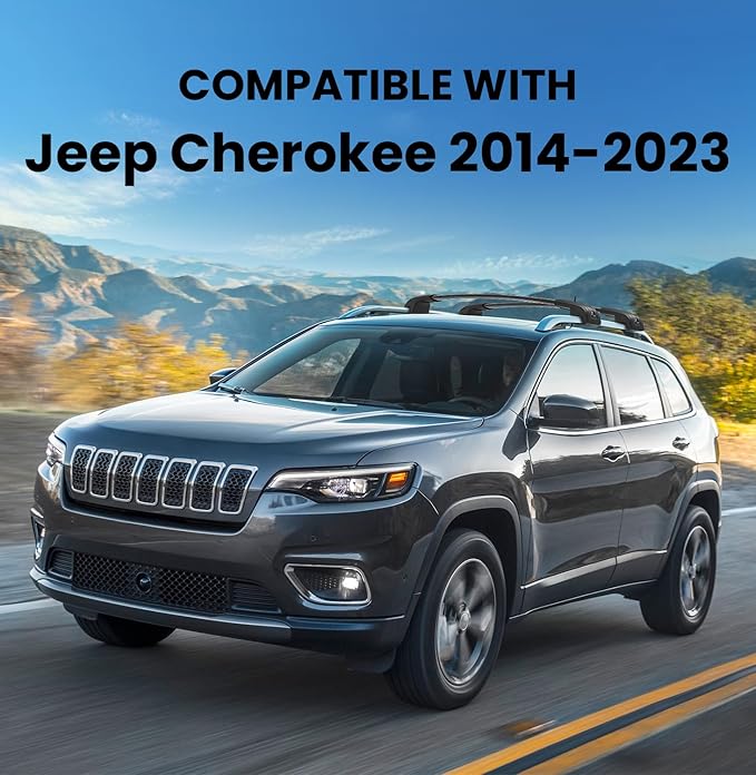 300lbs Roof Rack Cross Bars Compatible with Jeep Cherokee 2014-2023 (Not for Jeep Grand Cherokee), Aluminum Lockable Car Roof Rails Crossbar for Rooftop Cargo Luggage Kayak Canoe Bike Snowboard