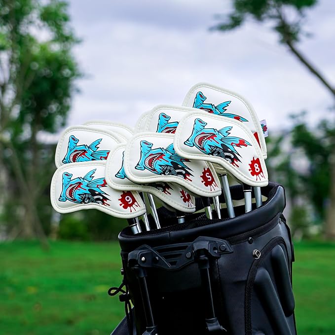 Big Crazy Golf Head Covers, Golf Club Covers Funny, Driver Headcovers, Golf Club Covers, Fairway Woods Head Covers, Hybrids Headcover, Putter Cover with Soft Lining for Golf Gift Hammerhead Sharks
