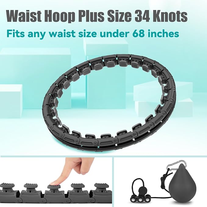 OurStarry 34 Knots Weighted Workout Hoop Plus Size, Smart Waist Exercise Ring for Adults Weight Loss