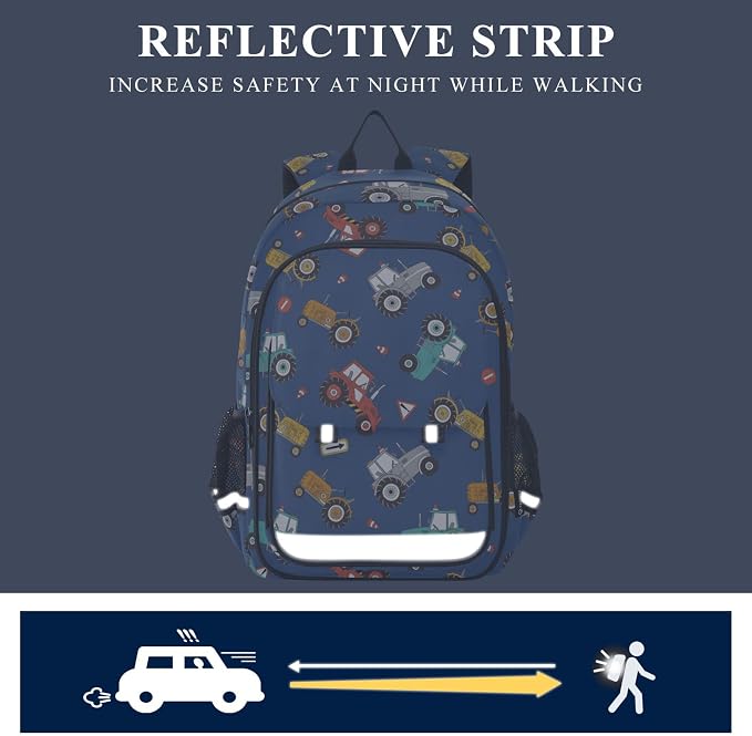 Fisyme Farm Tractors School Backpack Laptop Backpacks Bags Bookbag Travel Casual Computer Notebooks Daypacks