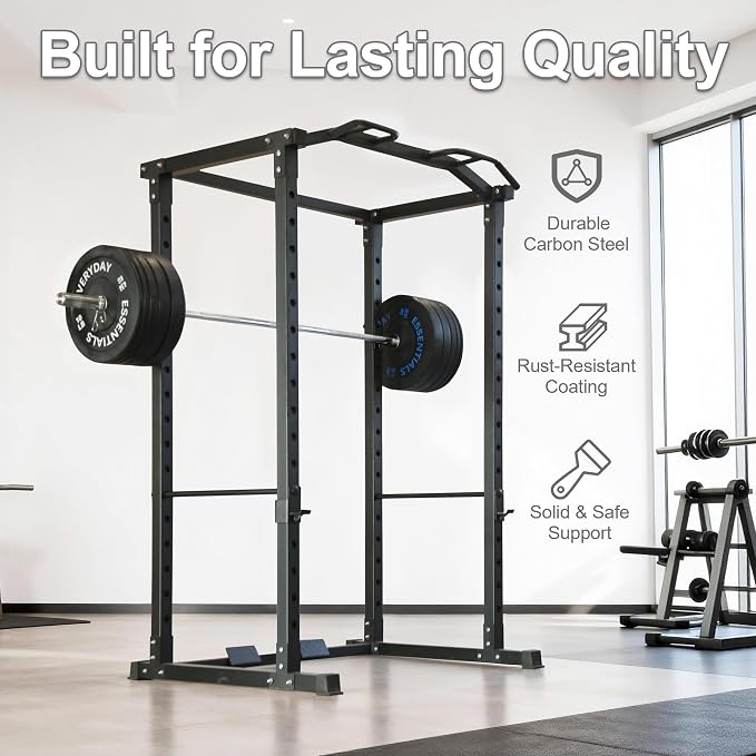 Fitvids Multiple Specifications Power Cage Squat Rack, Includes J-Hooks and Safety Straps, Other Optional Accessories