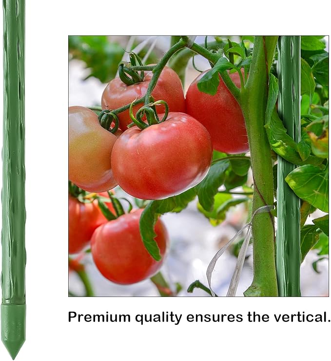FEED GARDEN Garden Stakes 36 Inch 3ft 25 Pack, Sturdy Plant Metal Sticks Support, Plastic Coated Plant Stakes, Tomato Stakes, Beans, Trees
