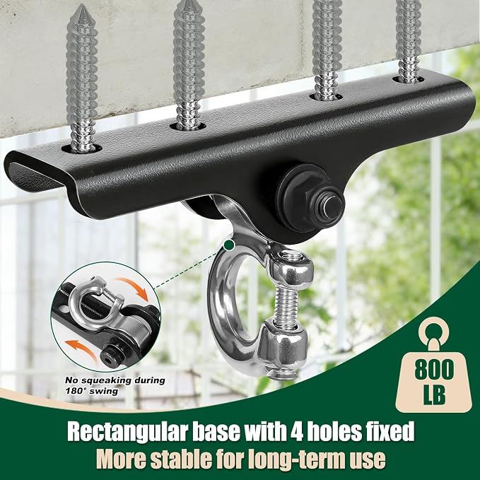 Heavy Duty Swing Hanger,180° Silent Oscillation, 800 lbs Capacity, for Playground, Swing Set, Hammock, Yoga, Punching Bag