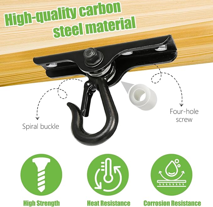 Heavy Punching Bag Hanger | Wall/Ceiling Mount Hook with 180° / 360° Rotation | Wood Beam Holder for Boxing, Weight Training, Aerial Yoga Swing & Hammock