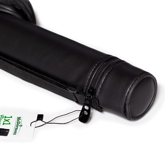 McDermott 1x1 Hard Round Vinyl Pool/Billiard Cue Case - Black w/Clover