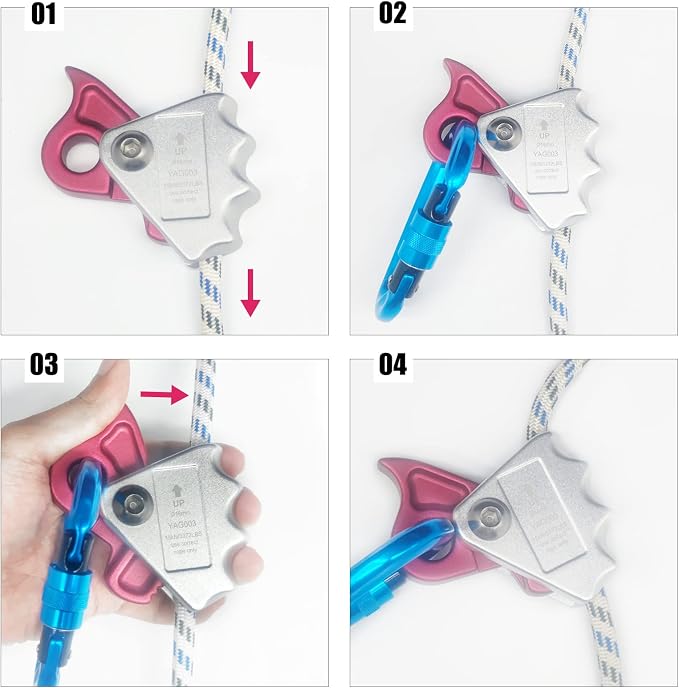 Detachable Climbing Ascender 15kN Rope Grab Ascender, Flip Line Adjuster, Fall Protection Belay Device for Rock Climbing,Tree Arborist/Fit for 11~13 MM Rope