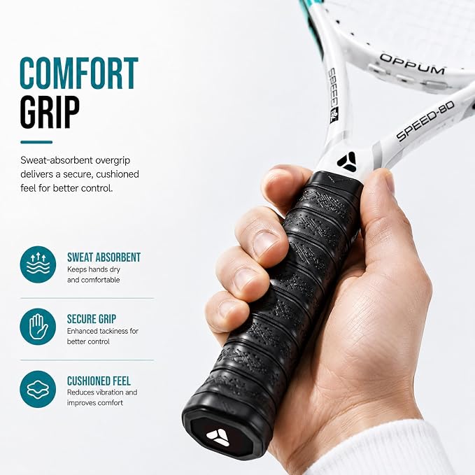 2-Pack Adult Tennis Rackets, 105 Sq Inch Oversized Head Pre-Strung for Beginners and Intermediate, Arm Friendly Vibration Control Set with Bag and Balls