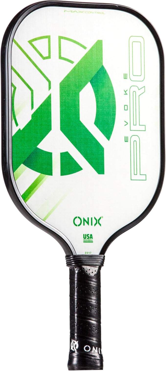 Onix Evoke Pro Composite Face Incredible Touch Maximum Control and Spin Pickleball Paddle – Polypropylene Honeycomb Core with Protective Edge Guard Widebody Shape