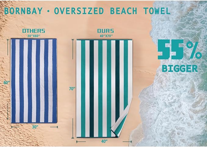 Bornbay Large Beach Towel Oversized - 40"X70" Big Cute Beach Towels, Extra Large Plush Thick Pool Towel, XL Wide Fluffy Yellow Swimming Towel Oversize for Adults Mens Women