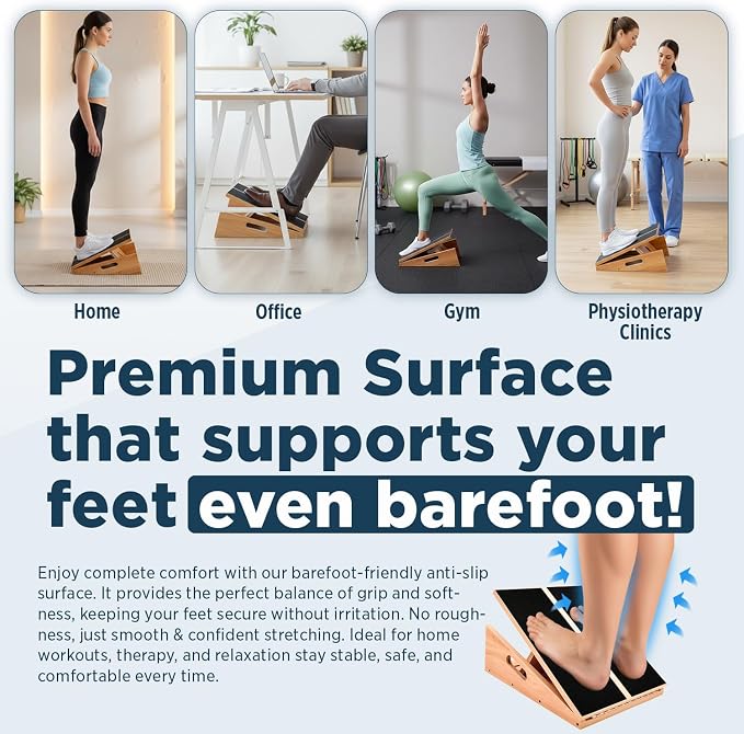 Wooden Slant Board for Calf Stretching with 5 Adjustable Angles, 500 lbs Capacity – Stable Non-Slip Calf Stretcher Incline Board – Calf Stretch Board for Mobility, Knee Pain Relief, Squats & Poster