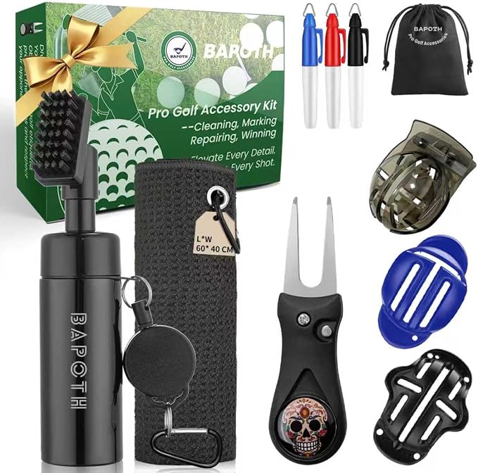 Golf Club Cleaner, Non-Leaking Stretchable Golf Club Brush with Microfiber Golf Towel (23.6 * 15.7 in), Strong Bristles Golf Brush Can Hold 5oz Water, Essentials Golf Accessories for Men