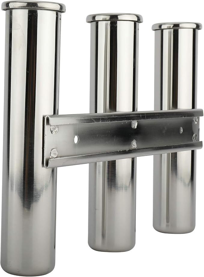 YaeMarine Fishing Rod Holder 316 Stainless Steel Fishing Rod Rack 3Tube/4Tube/5Tube/6Tube Mirror Finish for Marine Boat Yacht Camper