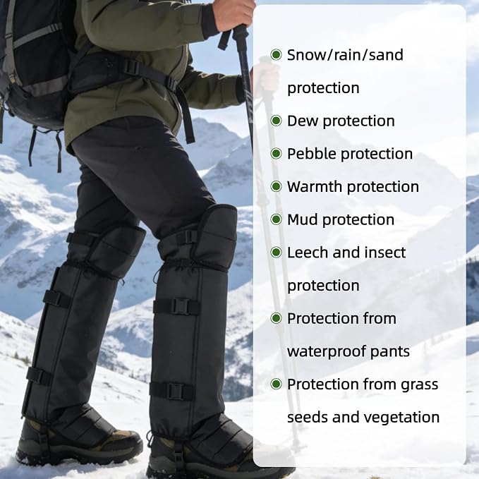 Snake Gaiters for Hunting, Snake Guards for Legs, Waterproof Snake Chaps Gaiter Leggings for Men & Women, Extended Knee Pads Snake Bite Protection, Snake Proof Gaiters with Adjustable Size