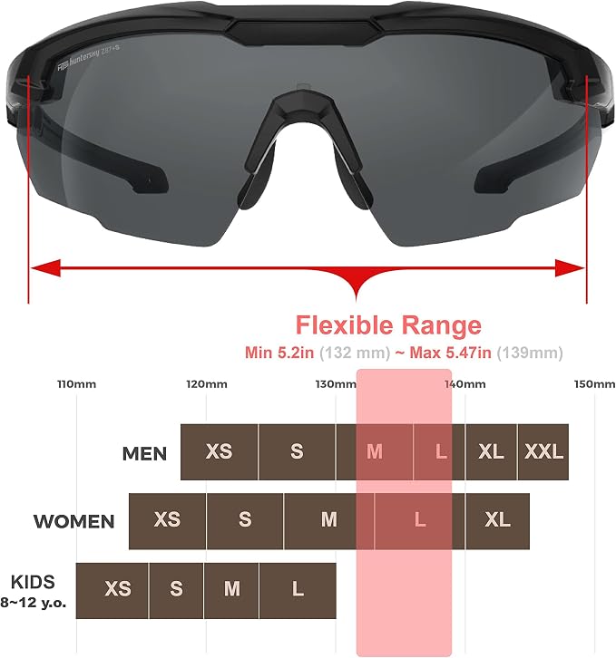 HTS HUNTERSKY Ballistic Tactical Shooting Glasses ANSI Z87+ UV400 Protective Eyewear