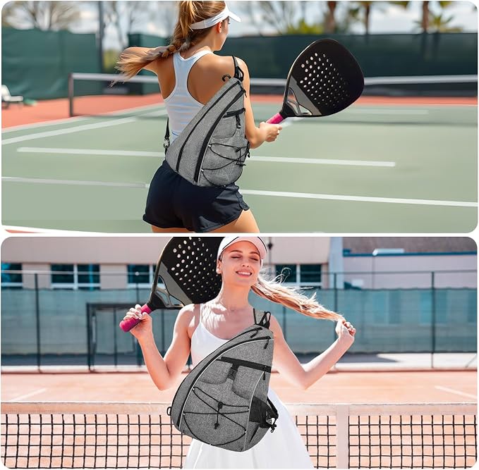 WOLT Pickleball Bag,Crossbody Sling Bags for Women Men,Pickleball Backpack with Fence Hook for Tennis, Racketball