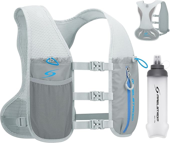 Maelstrom Running Vest,500ml Soft Flask Hydration Pack for Trail Marathon | BPA-Free Flask, Breathable Mesh, Bounce-Free Fit, Adjustable Compression, Reflective, Multi-Pockets, For Cycling, Hiking