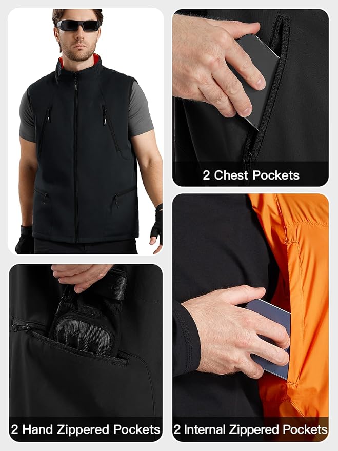 FREE SOLDIER Men's Lightweight Golf Vest Outerwear Windproof Reversible Sleeveless Softshell Jacket Running Vest