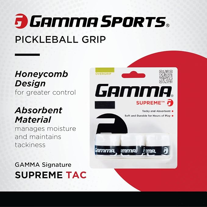 Gamma Sports Supreme Overgrip for Tennis, Pickleball, Squash, Badminton, and Racquetball Racquets, Multiple Pack Sizes and Colors
