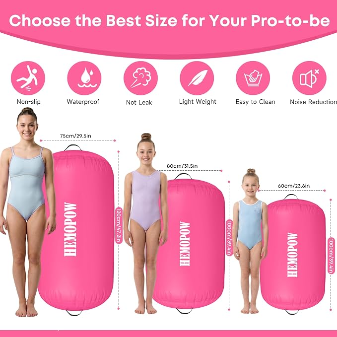 Inflatable Gymnastics Air Barrel Roller with Electric Pump, Heavy Duty PVC Tumbling Barrel Back Handspring Trainer, Air Tumble Track Mat for Home Gym, Cheerleading, Yoga Practice